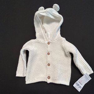 CARTERS NEWBORN KIDS' HOODIE TOP WITH EARS WHITE